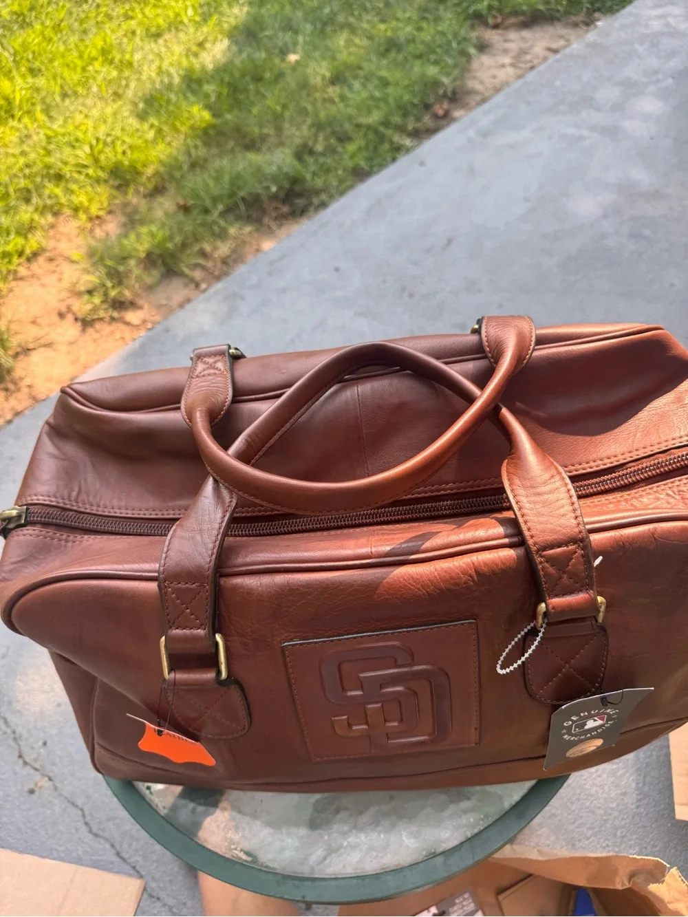 MLB Genuine Leather Brown Men’s Duffel Bag - SD Embossed  NWT! No lowball offers